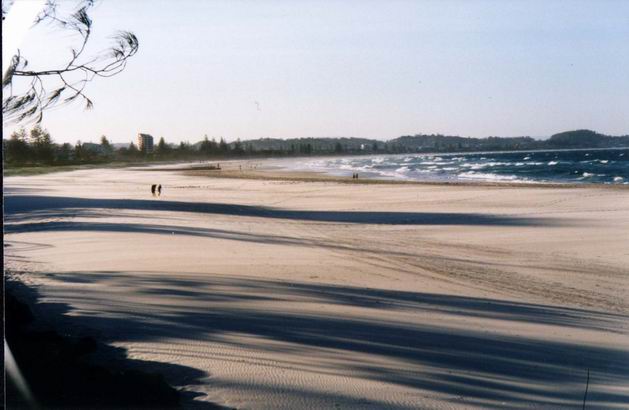 Shadow  passing over beach at Tweed Heads.