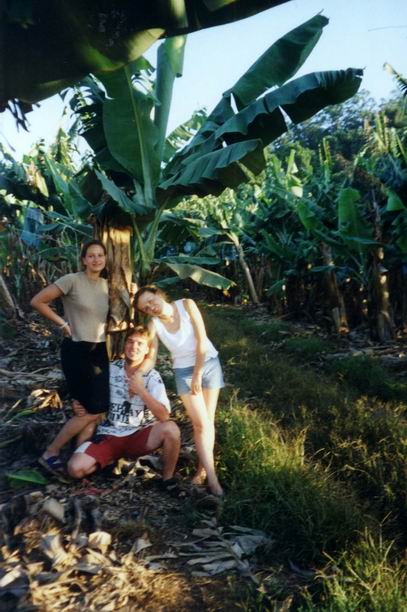 With Janette & Cathy on banana farm.