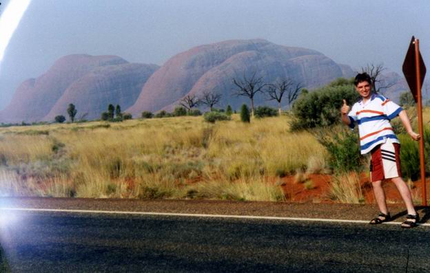 Lady B & Olgas in sunset in the background.