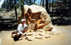 Aboriginal people sculptured into a rock in Flinders Ranges.